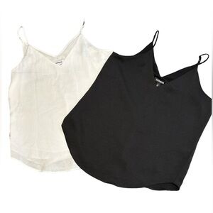 Express V-Neck Camisoles with Adjustable Straps — 2 — 1 Black and 1 White XS